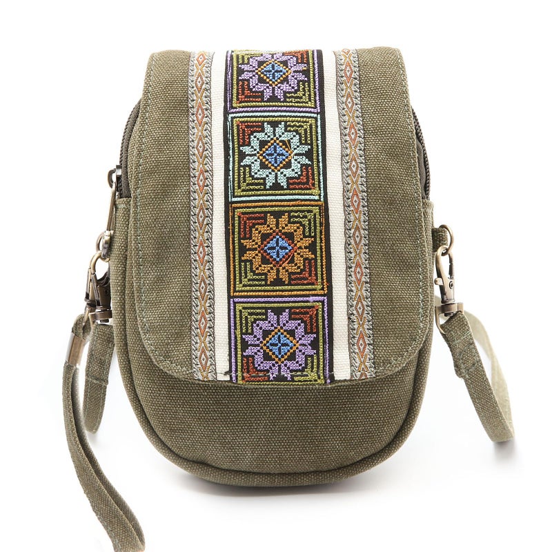 Goodhan Embroidery Canvas Crossbody Bag Cell phone Pouch Coin Purse for Women - Image 1